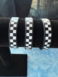 Black and White checkered silicone bracelets punk metal racing