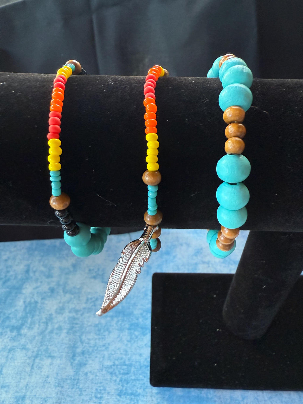 Beaded Turquoise and seed bead Native American inspired breacelets handmade