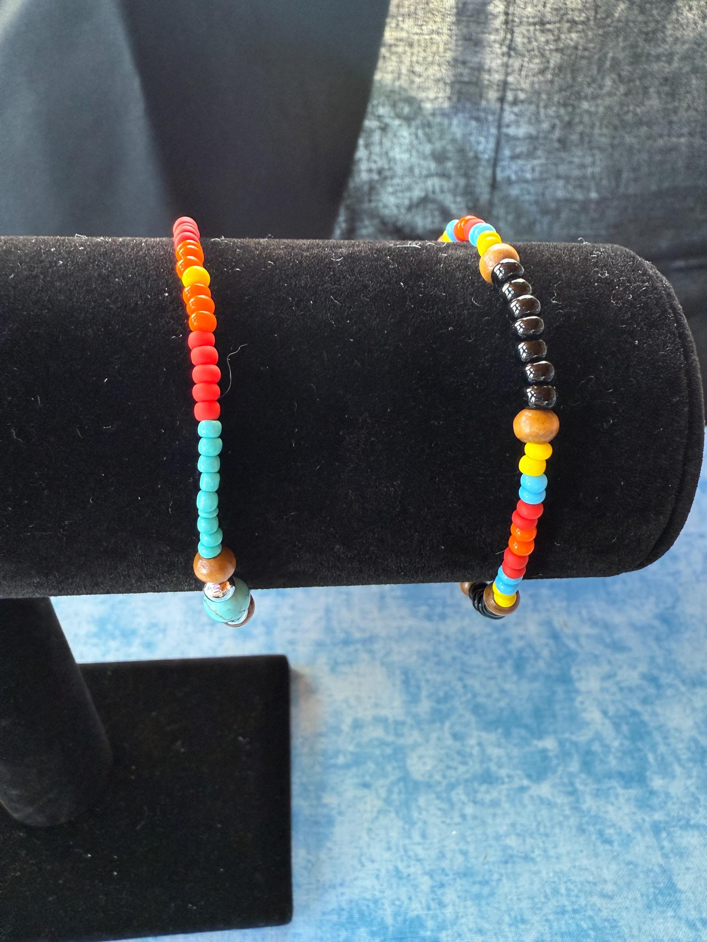 Beaded Turquoise and seed bead Native American inspired breacelets handmade