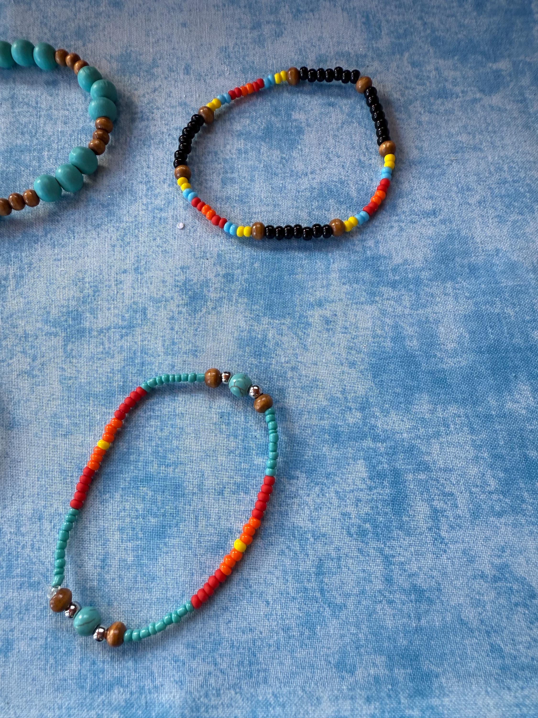 Beaded Turquoise and seed bead Native American inspired breacelets handmade