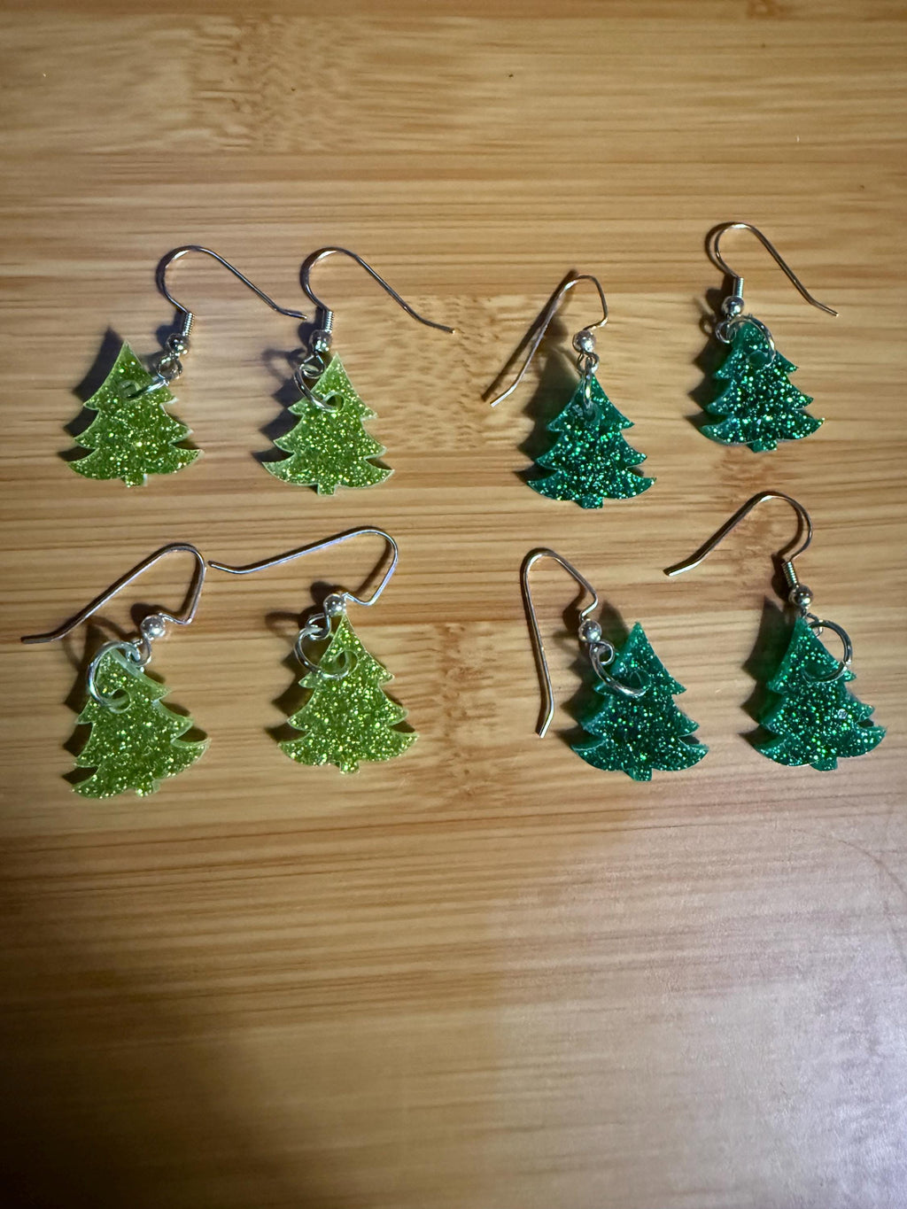 Acrylic Glitter Christmas Tree Dangle Earrings